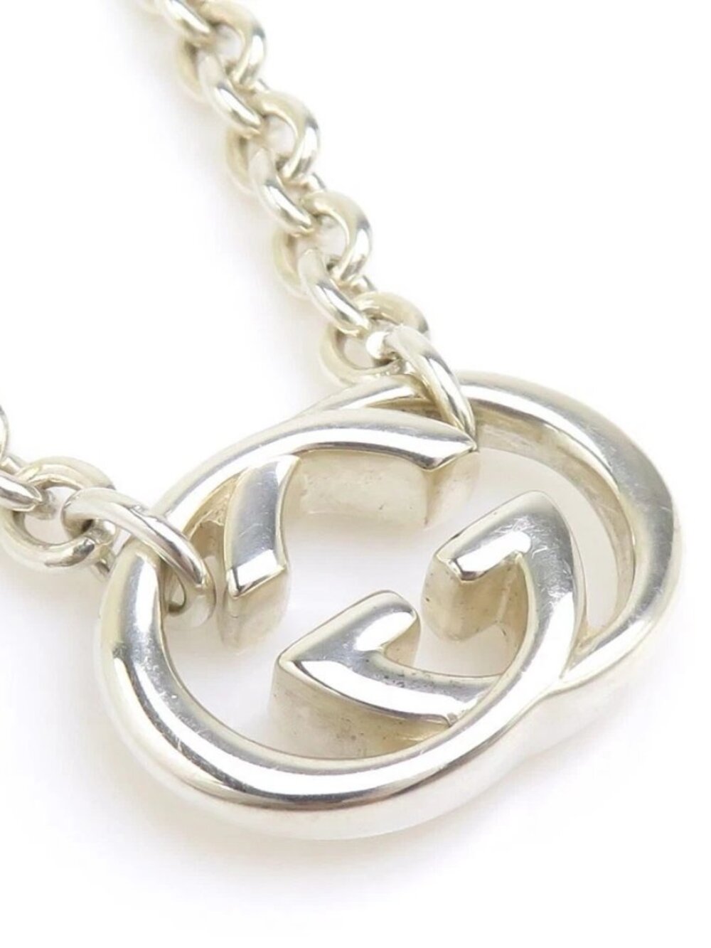 Auth GUCCI Interlocking G Necklace Silver 925